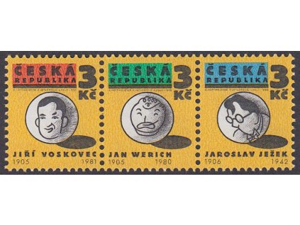 1995, 3 Kč Osvobozené divadlo, soutisk (V + W + J), Nr.67-69, **
