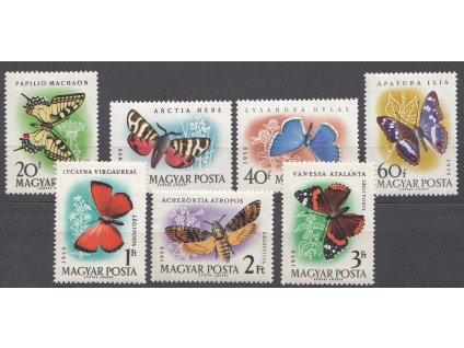 1959, 20f-3Ft série Motýli, MiNr.1633-39A, **