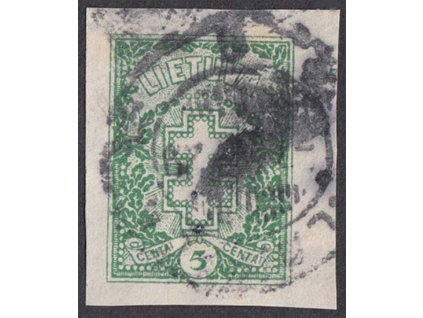 Lietuva, 1926, 5 C Znak, nezoubkovaná, MiNr.270U, razítko, faldy