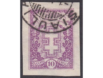 Lietuva, 1926, 10 C Znak, nezoubkovaná, MiNr.271U, razítkované