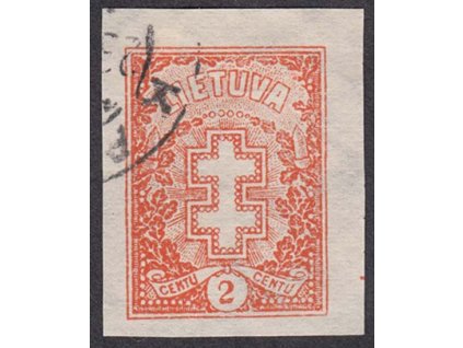 Lietuva, 1926, 2 C Znak, nezoubkovaná, MiNr.268U, razítkované