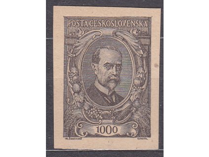 1000h hnědá, nezoubkovaný ZT na nahnědlém papíru, Nr.142, bez lepu