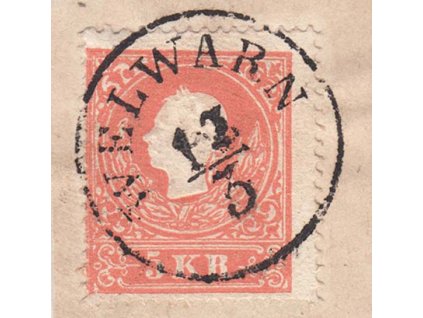 1858, 5 Kr Franc Josef II. typ, DR Welwarn, MiNr.13II., výstřižek