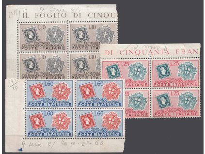 1951, 10-60 L 100. let známky, 4bloky, MiNr.845-47, ** , několik skvrnek