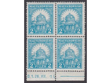 1928, 2 f Korunovační klenoty, 4blok, MiNr.442B, ** , archové lomy