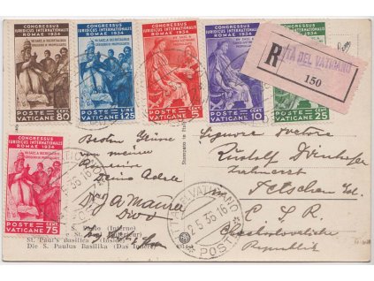 1936, DR Vatican, R-pohlednice vyfr. sérií zn. Kongres, zasl. do ČSR