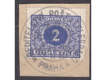 Výstřižek vyfr. zn. 2Kč vyd. 1928 s úředním razítkem PRAHA
