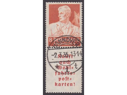 1934, 8 Pf Řemesla s kuponem, MiNr.S223, razítkované