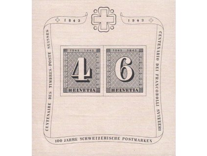 1943,  aršík 100. let známky, MiNr.Bl.8, **/* , lomy a lehká zeslabené