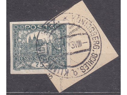 Malý výstřižek se zn. 75h šedozelená - příčkový typ, Nr.18, razítkované