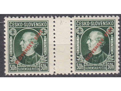 1939, 50h Hlinka, Řz.10 1/2, meziarší, Nr.S23B, * po nálepce, výborný stav