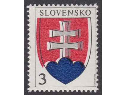 1993, 3 K Státní Znak, posun tisku, Nr.2, ** , daktyl