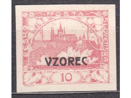 10h červená, ZT na nahnědlém papíru, VZOREC, Nr.5, bez lepu