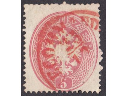 1863, 5 Kr Orlíček, MiNr.26, červené razítko, lehký lom