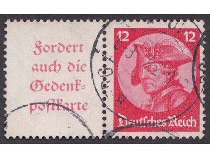 1933, 12 Pf Friedrich, soutisk, MiNr.W45, razítkované