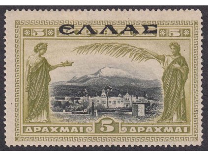 Kréta, 1909, 5 Dr olivovozelená/černá, MiNr.54, těžší *