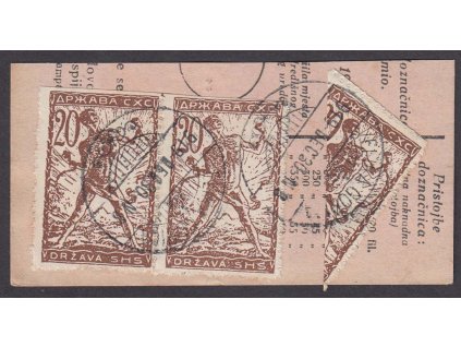 1919, DR Velka Gorica, půlená frankatura, útržek průvodky