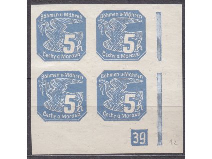 5h modrá, roh. 4blok s DČ 39 - protikus k DČ 12, **