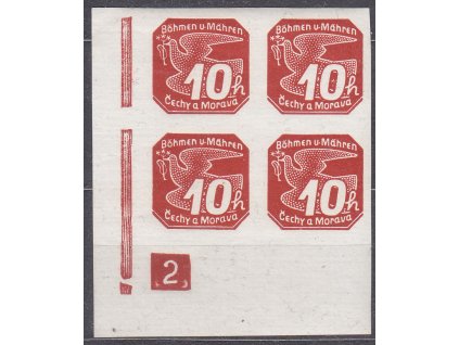 1939, 10h červená, roh. 4blok s DČ 2, Nr.NV5, **