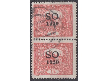15h cihlově červená, Řz. 11 1/2:10 3/4, 2páska, Nr.SO5E, razítkované