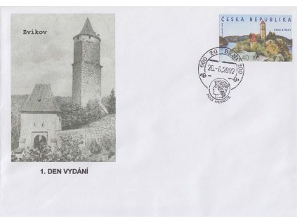 2002, FDC Zvíkov, razítko Brno 26.6., automatová známka, nevydaná