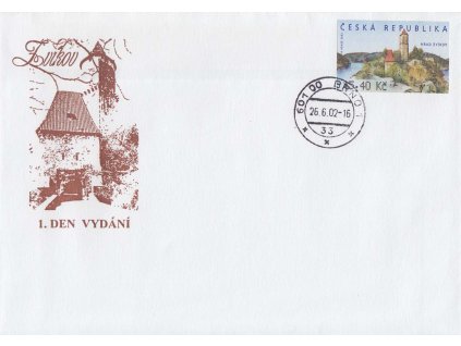 2002, FDC Zvíkov, razítko Brno 26.6., automatová známka, nevydaná
