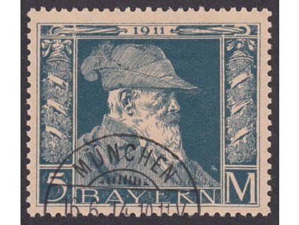 Bayern, 1911, 5 M Luitpold, typ II., MiNr.89II, razítkované