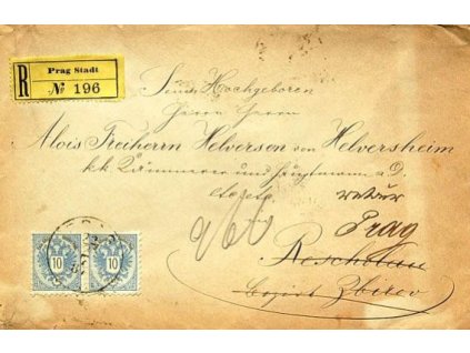 1887, Prag, R-dopis vyfr. zn. 2krát 10Kr