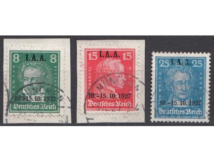 1927, 8-25 Pf série I.A.A., MiNr.407-9, razítkované
