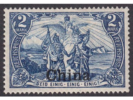 Čína, 1901, 2 M modrá, MiNr.25I, těžší * , dv