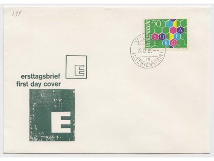 1960, obálka FDC 398 Europa, neprošlé, na rubu *