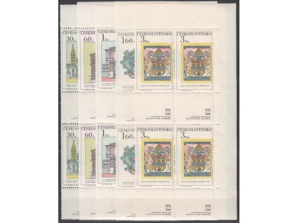 1968, 30h-3Kčs Stará Praha, rohové 4bloky s kupony, Nr.1688-93, **