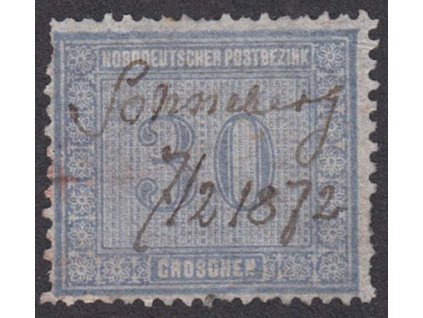 Norddt. Postbezirk, 1869, 30 Gr modrá, MiNr.26, přepis, kvalita - viz. foto