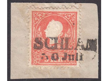 1858, 5 Kr Franc Josef, II. typ, razítko Schlan, výstřižek, MiNr.13II