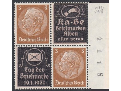 1937, 3 Pf Hindenburg, reklamní kupon Den známky, */**