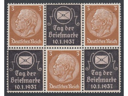 1937, 3 Pf Hindenburg, reklamní kupon Den známky, */** , těžší *