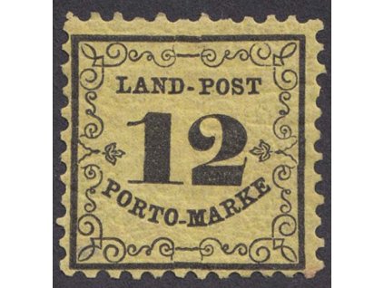 Baden, 1862, 12 Kr doplatní, MiNr.3x, * po nálepce