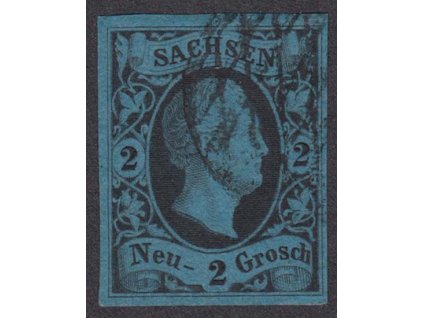 Saschen, 1852, 2 Ngr August, MiNr.7, razítkované