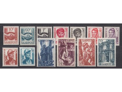 Saarland, 1948, 10C-50Fr série, MiNr.239-51, * po nálepce