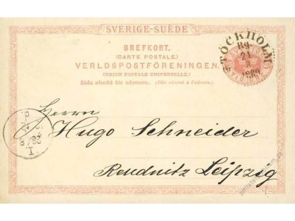 1889, DR Stockholm, dopisnice zasl. do Německa