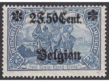 Belgien, 1916, 2F50C/2M modrá, MiNr.24, * po nálepce