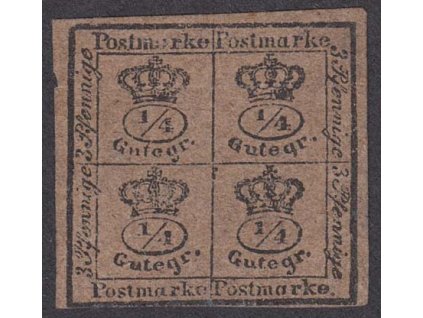 Braunschweig, 1857, 4/4 Gdr černá/hnědá, MiNr.9, * po nálepce