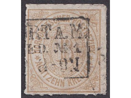 Norddt. Postbezirk, 1868, 18 Kr olivovo hnědá, MiNr.11, razítkované