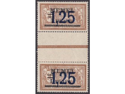 Memel, 1922, 1.25/1M/50C meziarší, MiNr.50, ** , přeloženo