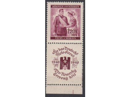 1940, 1.20K ČK I, dolní kupon s okrajem - čárka na okraji, Nr.51, **