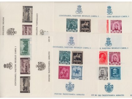 1939, Výročí krále Karla I., MiNr.Bl.3-8, **/* , nalomený růžek