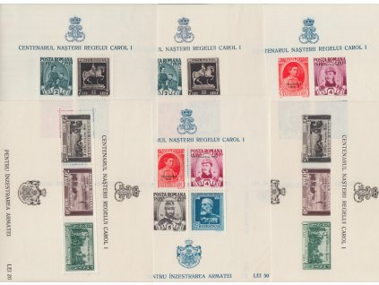 1940, Výročí krále Karla I. s přetiskem PRO PATRIA, MiNr.Bl.9-14, **