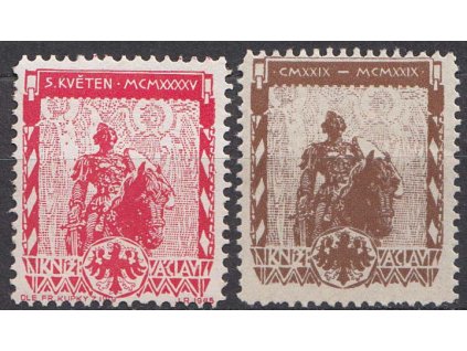 Rijáček, návrh na čs. zn. sv. Václav, 2 kusy, každá jiná, **