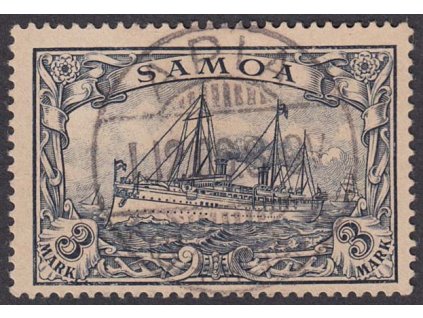 Samoa, 1900, 3 M Lodička, MiNr.19, falešné razítko, označeno