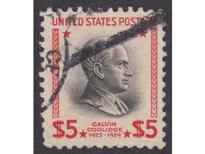 USA, 1938, 5 Dolarů Coolidge, MiNr.441A, razítkované